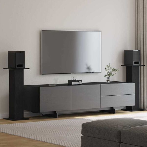 vidaXL Luidspreker standaards 2 pcs Zwart Eiken 30 x 30 x 80 cm