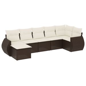 vidaXL 7-delige Loungeset met kussens poly rattan bruin
