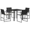 vidaXL Tuin eettafelset met kussen 5 pcs Zwart en Cr&egrave;me poly rattan