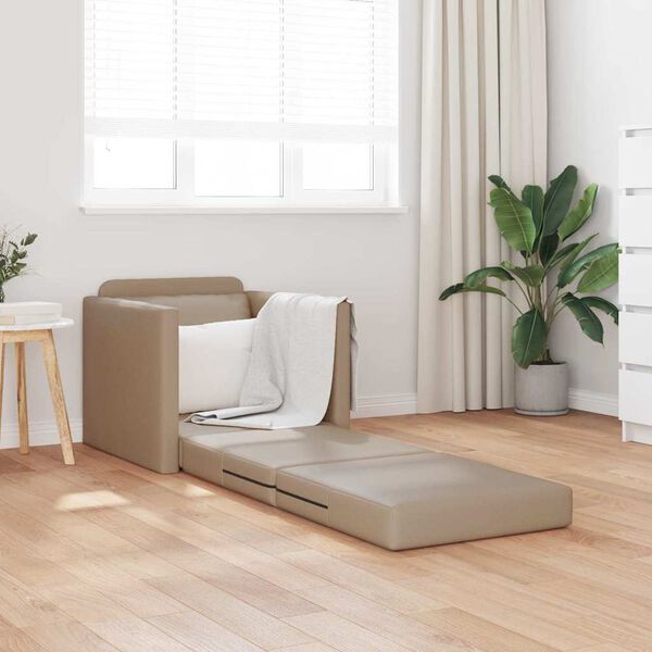 vidaXL Slaapbank vloermodel 2-in-1 112x174x55 cm kunstleer cappuccino