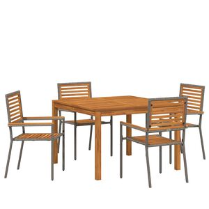 vidaXL Tuin eettafelset 5 st Grijs Massief Acaciahout