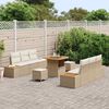 vidaXL Tuinbankenset met kussen met opslag 9 pcs Beige Poly riet