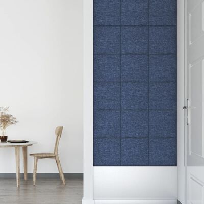 vidaXL Wandpanelen 12 st 1,08 m² 30x30 cm stof blauw