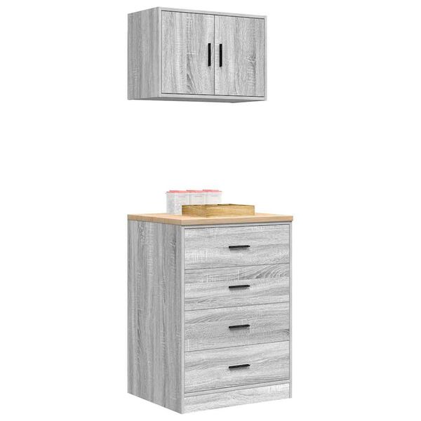 vidaXL Garagekasten 2 st bewerkt hout sonoma grijs