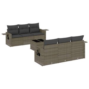 vidaXL 7-delige Loungeset met kussens poly rattan grijs