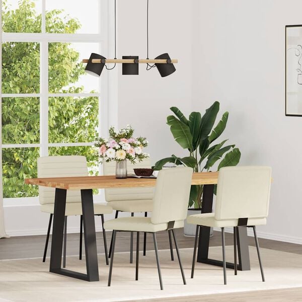vidaXL Eetkamerstoelen 4 st kunstleer cr&egrave;mekleurig