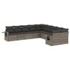 vidaXL 10-delige Loungeset met kussens poly rattan grijs