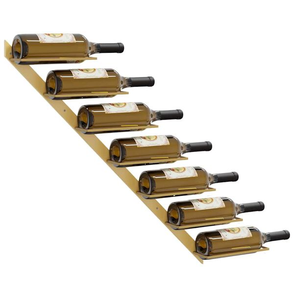 vidaXL Wijnrek voor 7 flessen wandmontage metaal goudkleurig