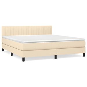 vidaXL Boxspring met matras stof cr&egrave;mekleurig 180x200 cm