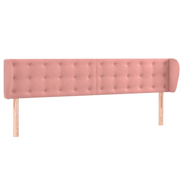 vidaXL Hoofdbord met randen 183x23x78/88 cm fluweel roze