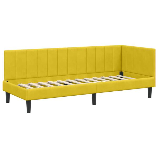 vidaXL Hoekbedframe met hoofdeinde Geel 80 cm x 200 cm Fluweel