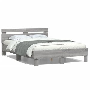 vidaXL Bedframe met hoofdeinde grijs sonoma eiken 135x190 cm