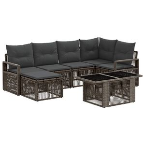 vidaXL Tuinbankenset 7 st Grijs en Donkergrijs poly rattan