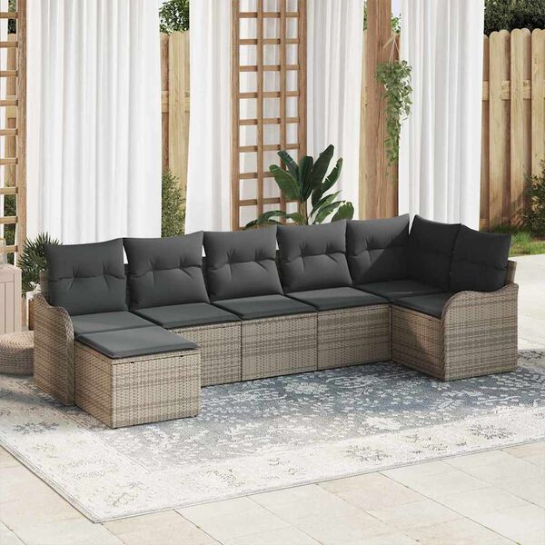 vidaXL Tuin Sofa Set Grijs poly rattan