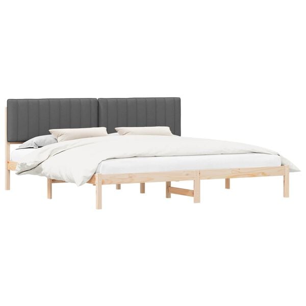 vidaXL Bedframe met Gevoerd Hoofdgedeelte Donkergrijs 200 x 200 cm