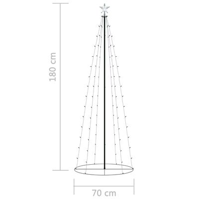 vidaXL Kegelkerstboom 100 warmwitte LED's 70x180 cm