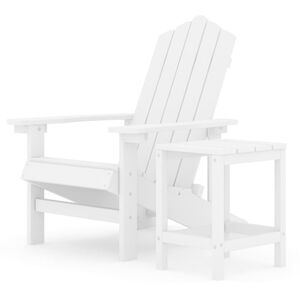 vidaXL Tuinstoel Adirondack met tafel HDPE wit