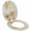 vidaXL Zachte sluit toiletbril Geel en Wit 44 x 38 cm MDF-plaat