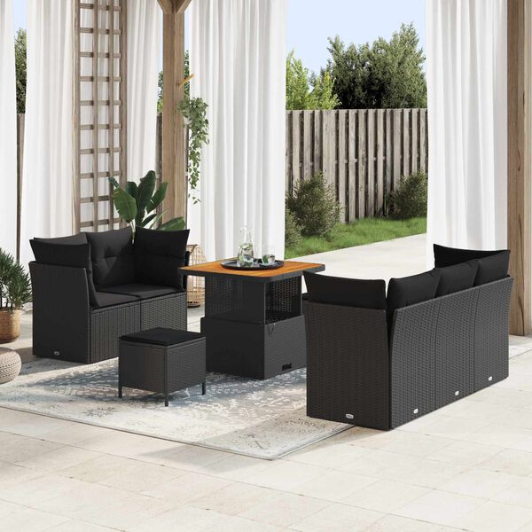 vidaXL Tuin Sofa Set 8 pcs Zwart poly rattan