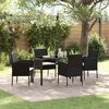 vidaXL Tuin eettafelset met kussen 5 pcs Zwart poly rattan