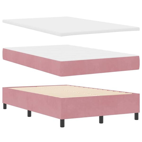 vidaXL Boxspring bed met matras Roze 120 x 200 cm Fluweel