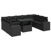 vidaXL 10-delige Loungeset met kussens poly rattan zwart
