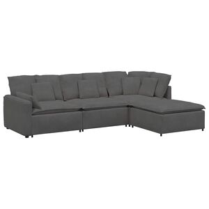 vidaXL Modulaire bank met voetenbank&kussens corduroy stof donkergrijs