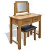 vidaXL Kaptafel met krukje massief eikenhout