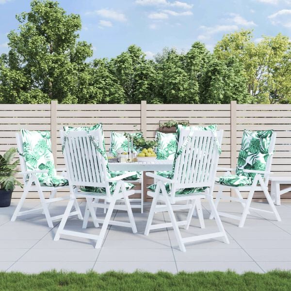 vidaXL Stoelkussens 6 st hoge rug bladpatroon oxford stof