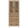 vidaXL Hoge kast met lade Artisan Eiken 69,5 x 34 x 90 cm Bewerkt hout