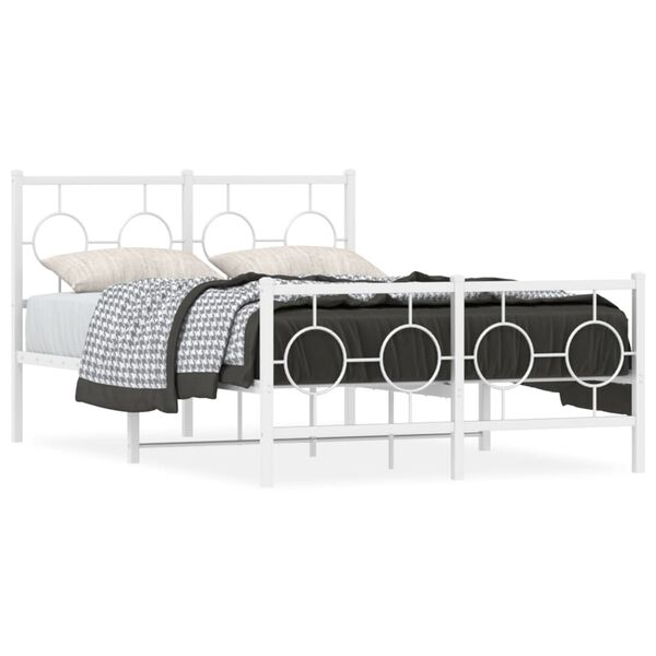 vidaXL Bedframe met hoofd- en voeteneinde metaal wit 120 x 190 cm