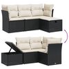vidaXL 4-delige Loungeset met kussens poly rattan zwart