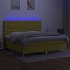 vidaXL Boxspring met matras en LED stof groen 200x200 cm