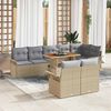 vidaXL Tuin Sofa Set met opslag 9 pcs Beige Poly riet
