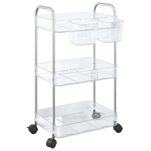 vidaXL Opbergtrolley 3-laags 37x28x68 cm acryl transparant