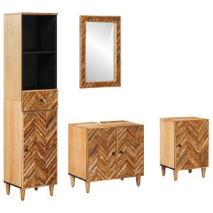 vidaXL Badkamerkastenset 4 st Massief Mango Hout