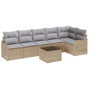 vidaXL Tuin Sofa Set 7 pcs Beige poly rattan