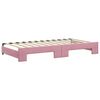 vidaXL Slaapbank met onderschuifbed en lades 100x200 cm fluweel roze