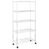 vidaXL Opbergrek 5-laags met wielen 250 kg 75x35x155 cm chroomkleurig
