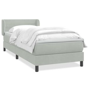 vidaXL Boxspring met matras fluweel lichtgrijs 80x210 cm