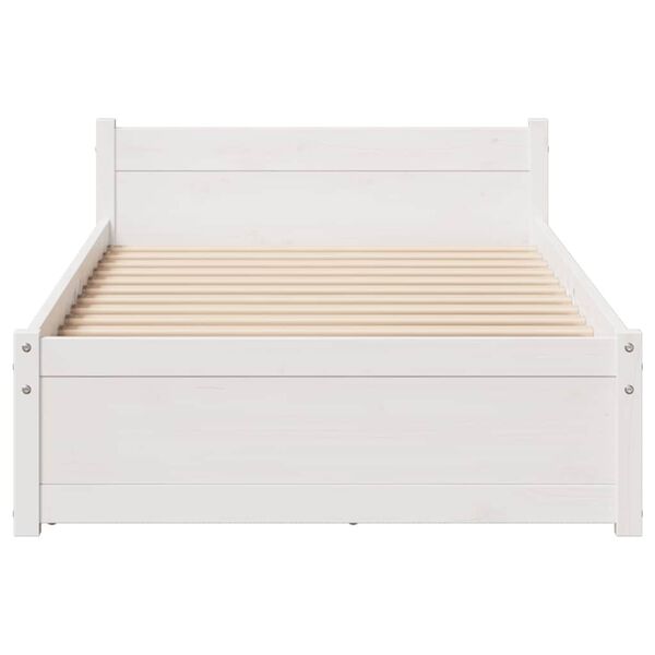 vidaXL Bedframe zonder matras massief grenenhout wit 75x190 cm