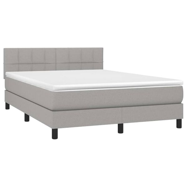 vidaXL Boxspring met matras en LED stof lichtgrijs 140x200 cm