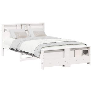vidaXL Bedframe met plank Wit 120 x 200 cm Massief grenenhout