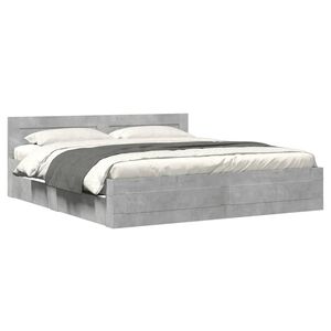 vidaXL Bedframe met hoofdeinde bewerkt hout betongrijs 200x200 cm