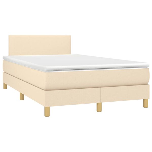 vidaXL Boxspring met matras stof cr&egrave;mekleurig 120x190 cm