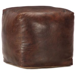 vidaXL Poef 40x40x40 cm echt geitenleer donkerbruin