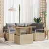 vidaXL Tuin Sofa Set met opslag 5 pcs Beige Poly riet