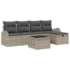 vidaXL Tuin Sofa Set 6 st Lichtgrijs poly rattan