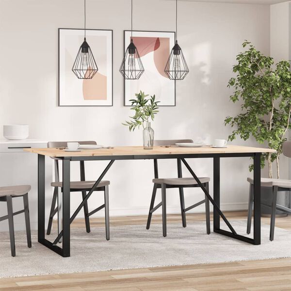 vidaXL Eettafel O-frame 180x90x75 cm massief grenenhout en staal