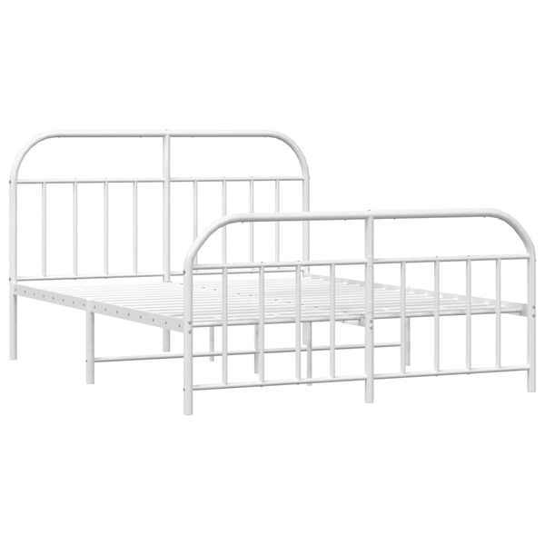 vidaXL Bedframe met hoofd- en voeteneinde metaal wit 160x200 cm